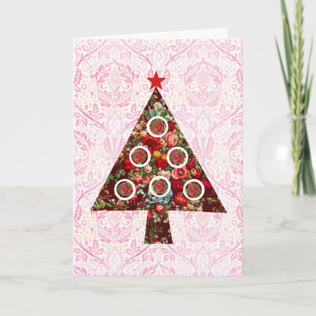 Vintage Rose Barockstil Weihnachtsbaumkarte Karte (Vorderseite)