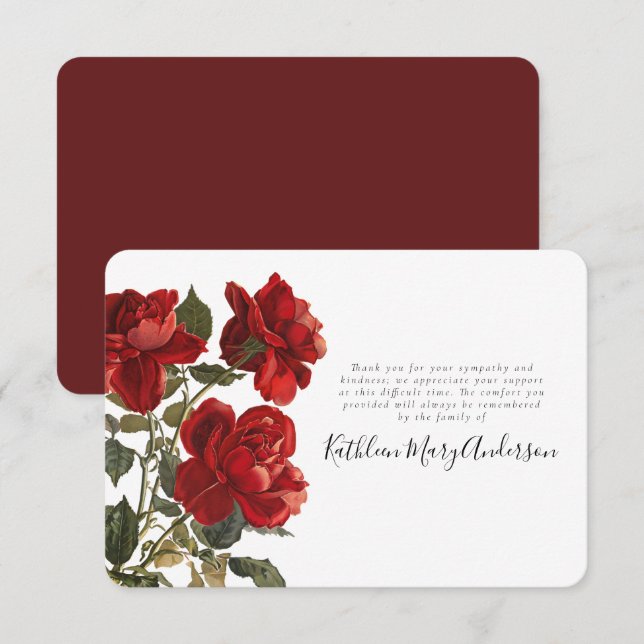 Vintage Rose Beerdigungsdenkmal Dankeskarte (Vorne/Hinten)