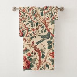 Vintage Rose & Bird Pattern Romantic Art Nouveau