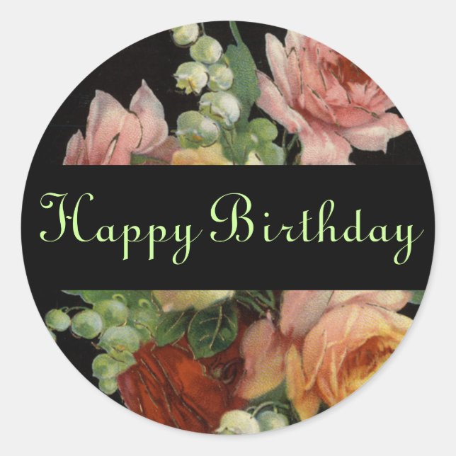 Vintage Rose Birthday Stickers (Vorderseite)
