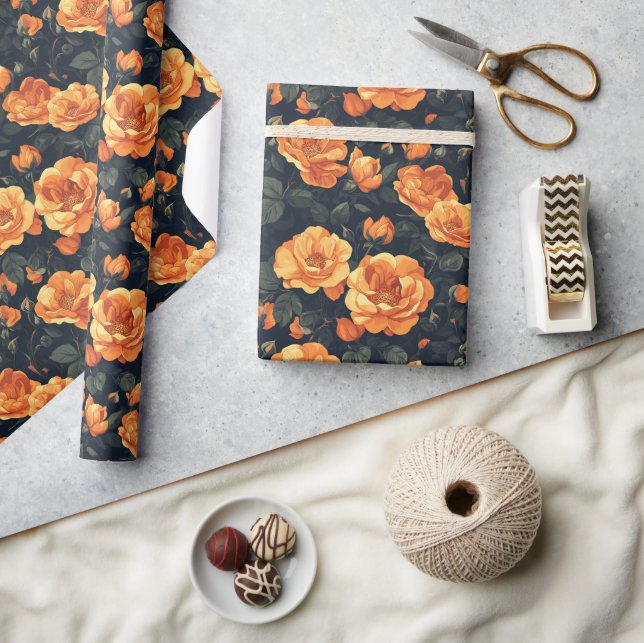 Vintage Rose Blume Geschenkpapier (Kunsthandwerk)