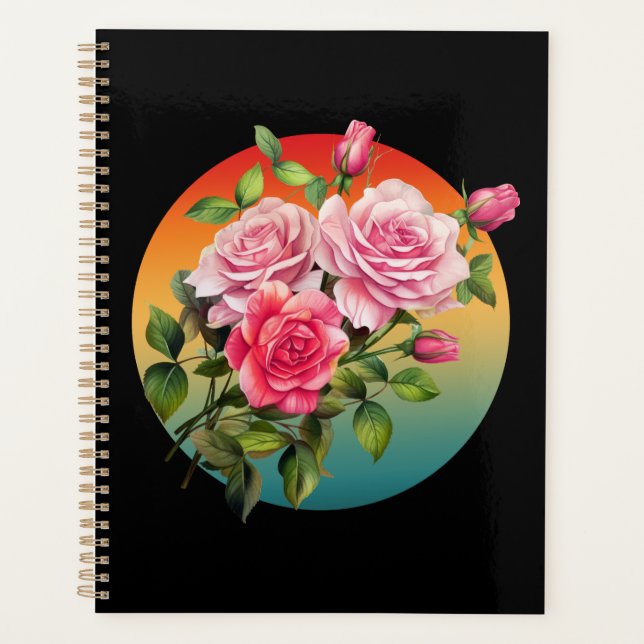 VINTAGE ROSE BLUME ROSE BOUQUET PLANER (Vorderseite)