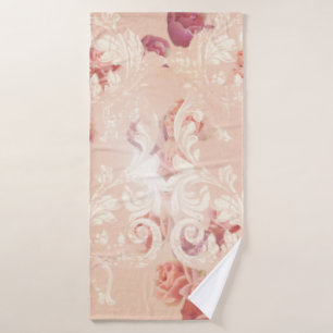 Vintage Rose Blume und barocke Ornamente Muster Badehandtuch