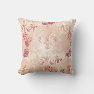 Vintage Rose Blume und barocke Ornamente Muster Kissen