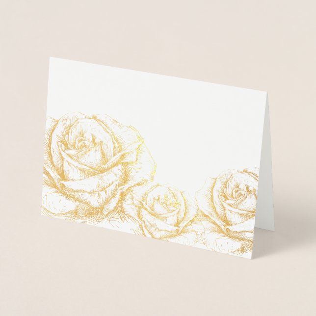 Vintage Rose Blumengolddekoration Folienkarte (Vorderseite)