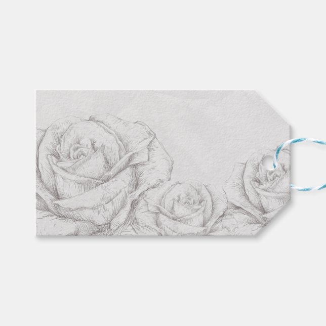 Vintage Rose Blumengrau dekorativ Geschenkanhänger (Vorderseite (Horizontal))