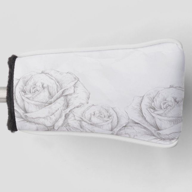 Vintage Rose Blumengrau dekorativ Golf Headcover (Vorderseite)