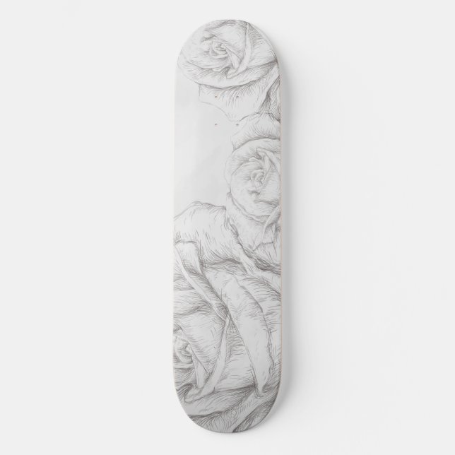Vintage Rose Blumengrau dekorativ Skateboard (Vorderseite)