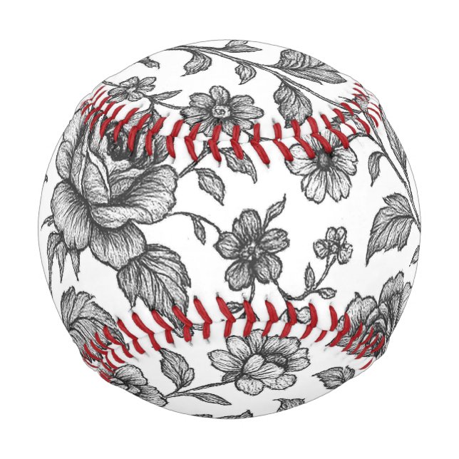 Vintage Rose Blumenmuster Baseball (Vorderseite)