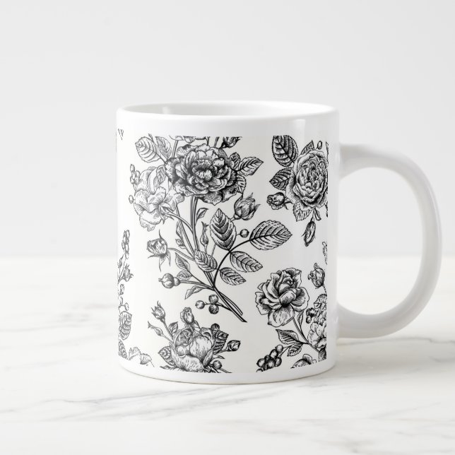Vintage Rose Blumenmuster Jumbo-Tasse (Rechts)