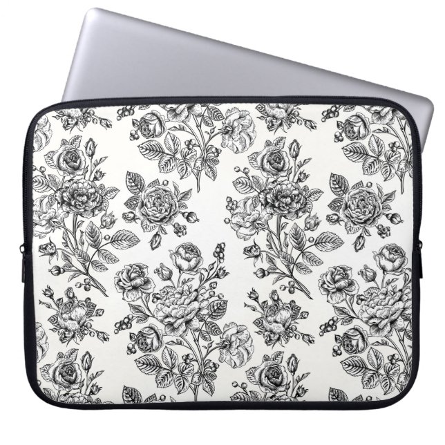 Vintage Rose Blumenmuster Laptopschutzhülle (Vorderseite)