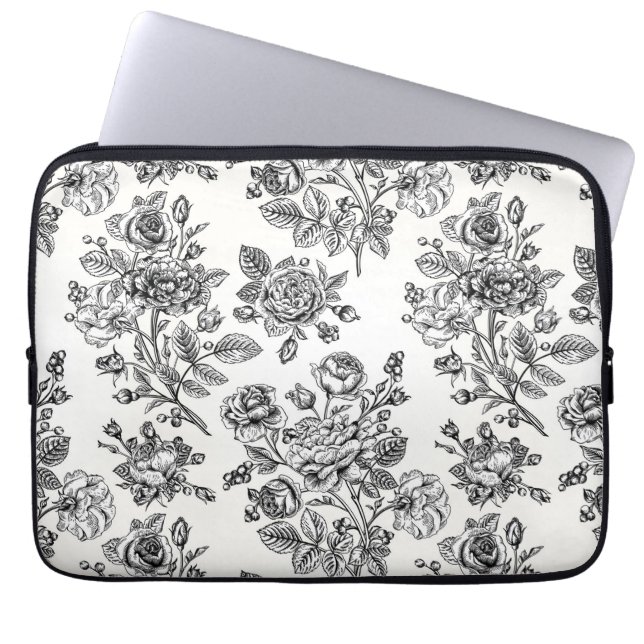 Vintage Rose Blumenmuster Laptopschutzhülle (Vorderseite)