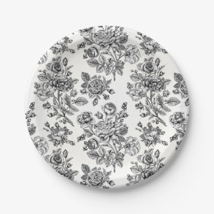 Vintage Rose Blumenmuster Pappteller