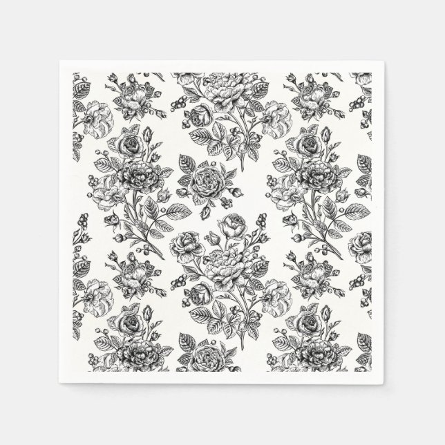 Vintage Rose Blumenmuster Serviette (Vorderseite)