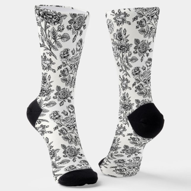 Vintage Rose Blumenmuster Socken (Gewinkelt)