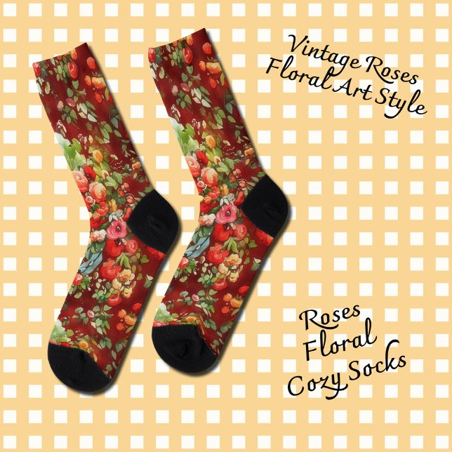 Vintage Rose Blumenstöne Socken (Vintage Roses art pattern on cozy socks.)