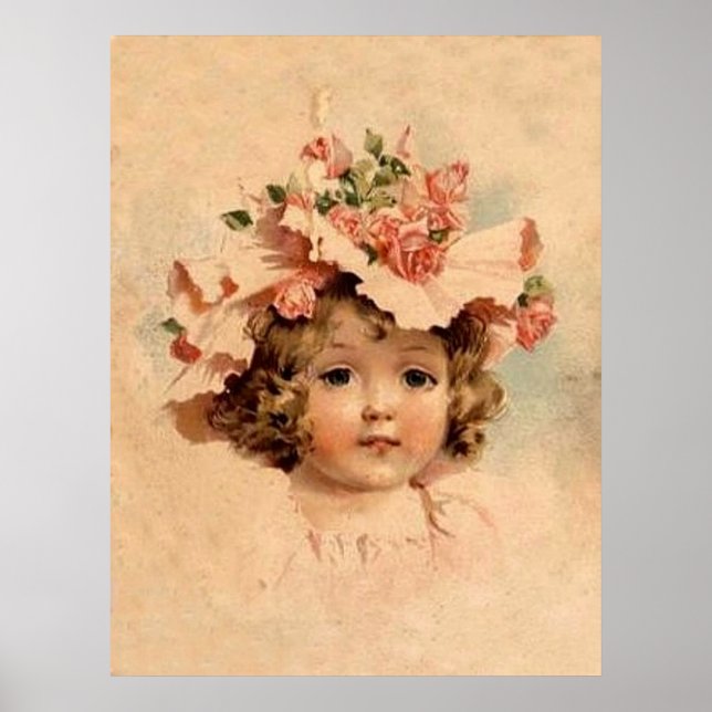 Vintage Rose Bonnet Girl Poster (Vorne)