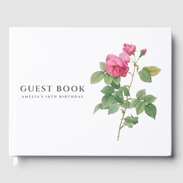 Vintage Rose Botanisches Foto Gästebuch (Vorderseite)
