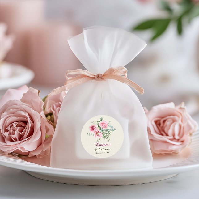 Vintage Rose Brautparty-Papier anpassen Runder Aufkleber (Von Creator hochgeladen)