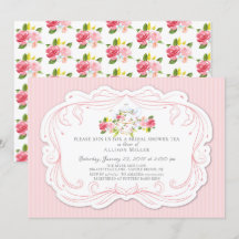 Vintage Rose Bridal Tea Party Einladung