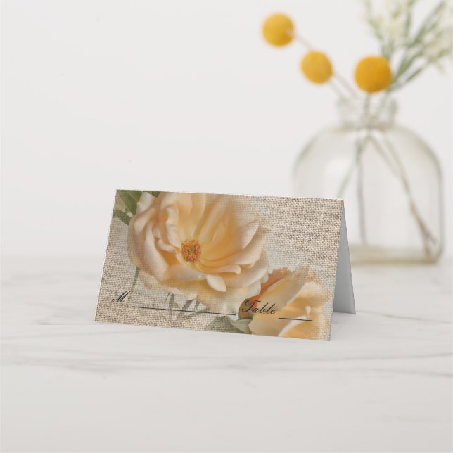 Vintage Rose & Burlap - Hochzeiten Platzkarten (Vorderseite)