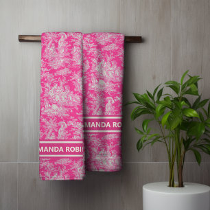 Vintage rose chaud toile de jouy imprimé