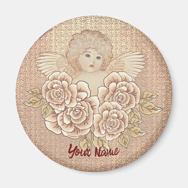 Vintage Rose Cherub Angel Magnet (Vorne)
