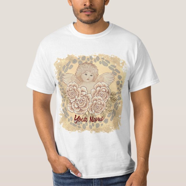 Vintage Rose Cherub Angel T-Shirt (Vorderseite)