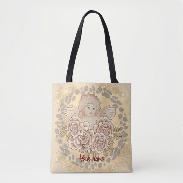 Vintage Rose Cherub Angel Tote Tasche (Vorderseite)