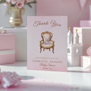 Vintage rose classique fille Baby shower Merci