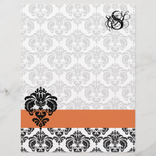 Vintage Rose Damask Monogramm Letterhead