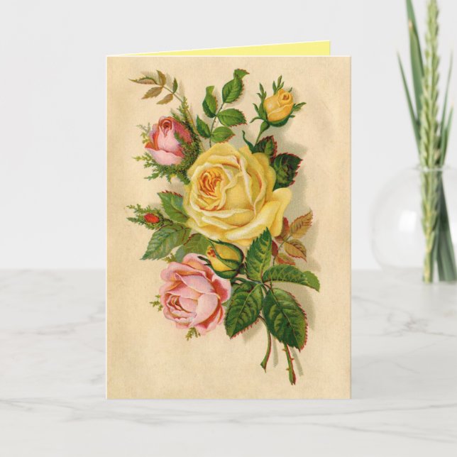 Vintage Rose Dankeschön-Grußkarte Karte (Vorderseite)