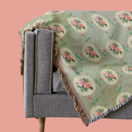 Vintage Rose Doily Green Damask Decke