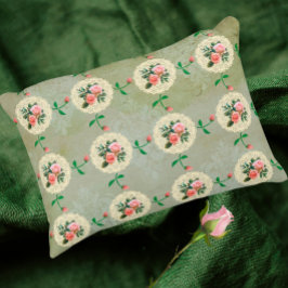 Vintage Rose Doily Green Damask Dekokissen