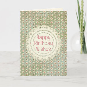 Vintage Rose Doily Green Damask Geburtstag Karte