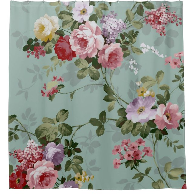 Vintage Rose Duschvorhang (Vorderseite)