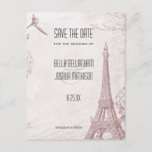 Vintage Rose Eiffelturm Save the Date