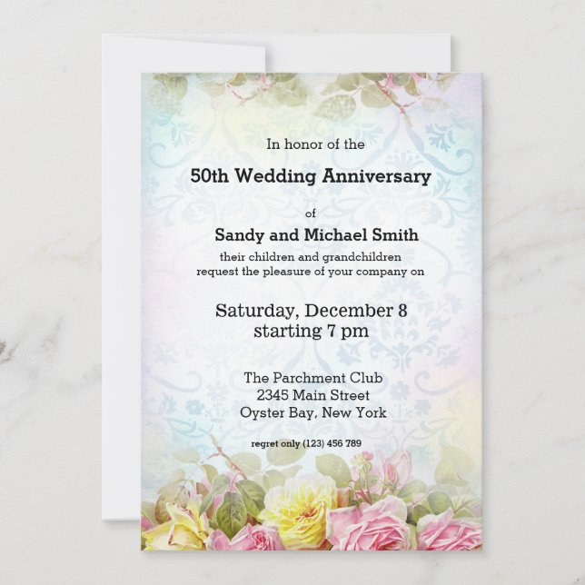 Vintage Rose Einladung (Vorderseite)