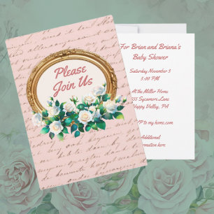 Vintage Rose Einladung in antike Schrift