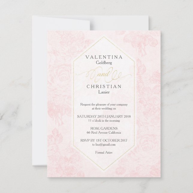 Vintage Rose Einladung zur Hochzeit (Vorderseite)