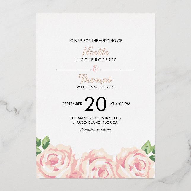 Vintage Rose Einladung zur Hochzeit (Vorderseite)