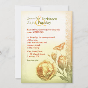 Vintage Rose Elegante Hochzeitseinladung Einladung
