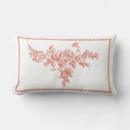 Vintage rose et blanc Floral Bough Lumbar Coussin