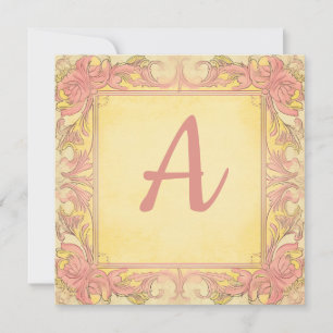 Vintage rose et citron jaune : Carte à notes monog