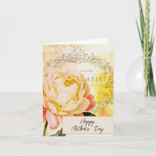Vintage Rose Feiertagskarte (Vorderseite)