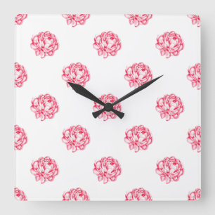 Vintage Rose Floral Curtains Quadratische Wanduhr