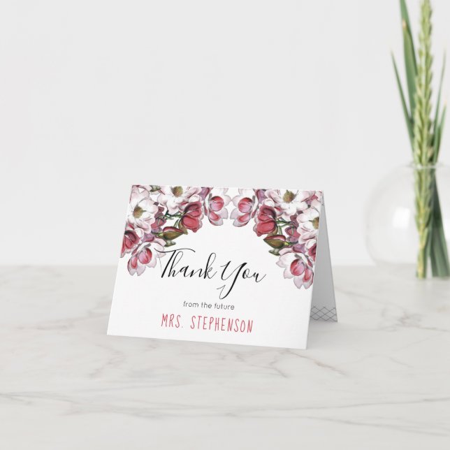 Vintage rose floral Merci nuptial (Devant)