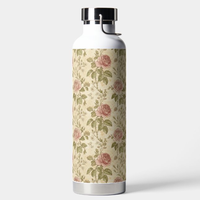 Vintage Rose Floral Pattern Trinkflasche (links)