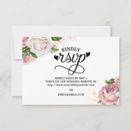 Vintage rose Floral Rose Marine Blue Wedding RSVP
