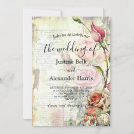 Vintage Rose Foto QR Code Hochzeit Einladung